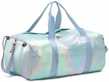ZHIERNA Sports Gym Dance Bag for Women Girls, Shimmery Waterproof Duffle Travel Bag With Shoes Compartment and Wet Dry Pocket (Green)