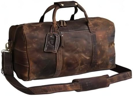 Genuine Buffalo Leather Travel Duffle Bag | Overnight Weekend Leather Bag | Sports Gym Duffel for Men Travelling Combo With Toiletry