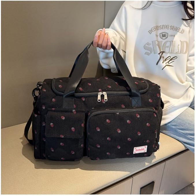 Gym Bag Sport Duffel Overnight Weekender Travel Bag with wet pocket and shoe pocket K02 Black