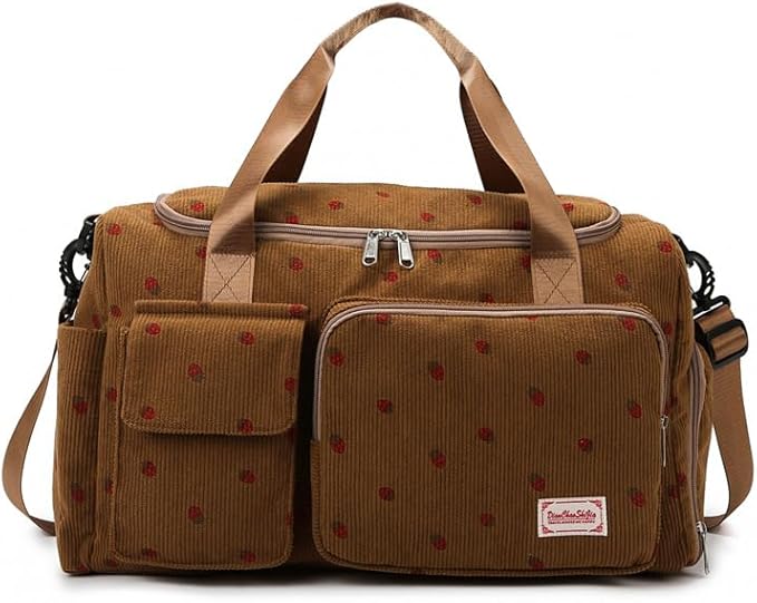 Gym Bag Sport Duffel Overnight Weekender Travel Bag with wet pocket and shoe pocket K06 Brown