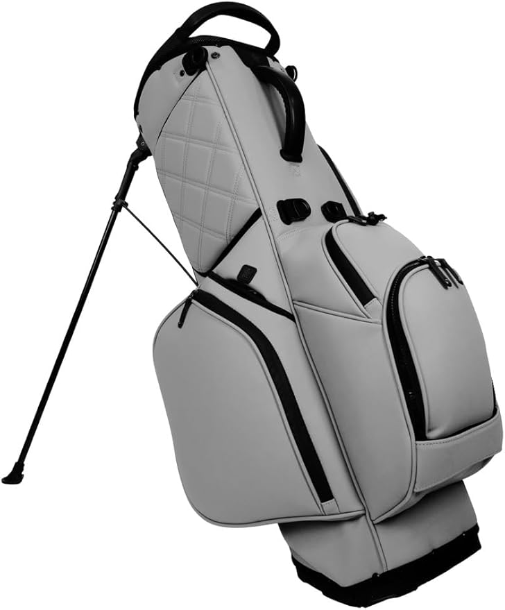 KRADUL - LUX 9.5" 14-Way Hybrid Stand Bag – Lightweight Golf Bag with Stand, Leather Finish, Club Organizer & Removable Panel