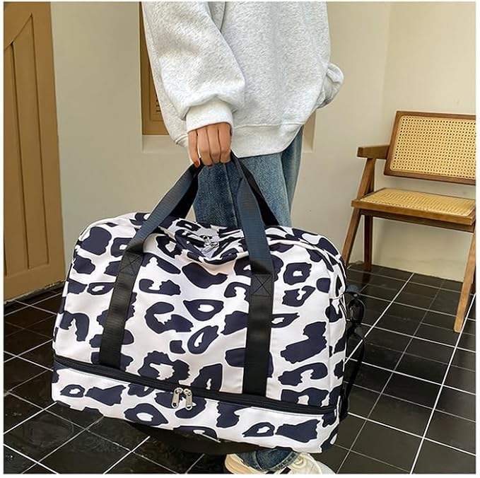 Weekender Duffel Sport Gym Bag Overnight Travel duffle Bags with Shoe Compartment Wet Pocket G-Black