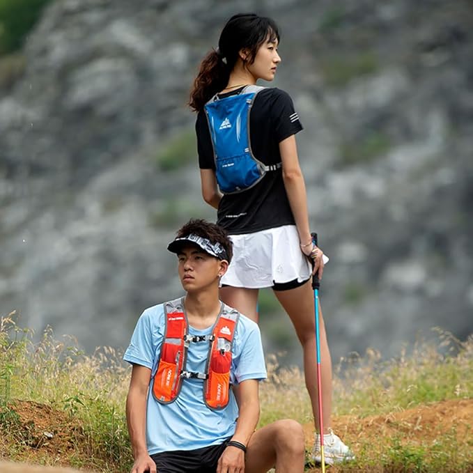 AONIJIE 5L Running Hydration Vest Pack with 9 Safety Pockets Adjustable & Lightweight Hydration Backpack for Marathon Race Hiking Cycling