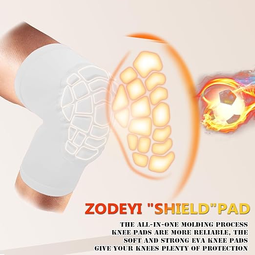ZODEYI Wrestling Knee Pads Short Knee Sleeve, 2 Pcs Knee Compression Sleeve for Football, Basketball, Volleyball(White_XXL_2 Pcs)
