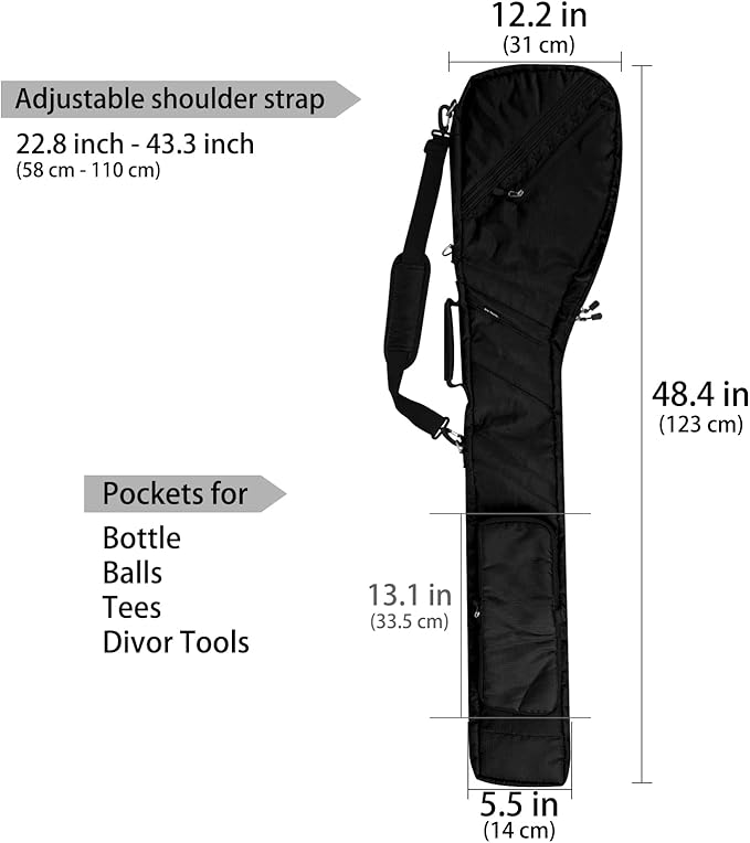 Big Teeth Golf Sunday Bag, Small Golf Bag Lightweight, Par 3 Golf Bag for A Few Clubs Driving Range, Practice with Carry Shoulder Strap Foldable Multi-Colour