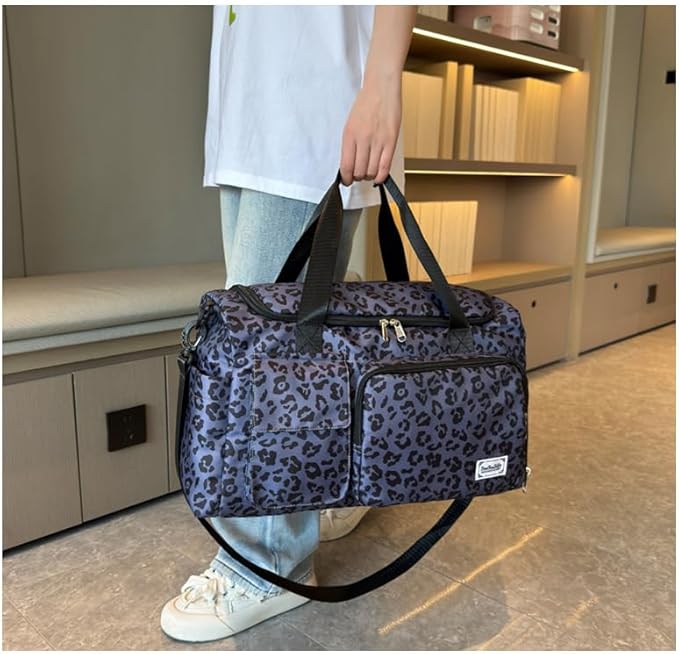 Gym Bag Sport Duffel Overnight Weekender Travel Bag with wet pocket and shoe pocket L02 Navy