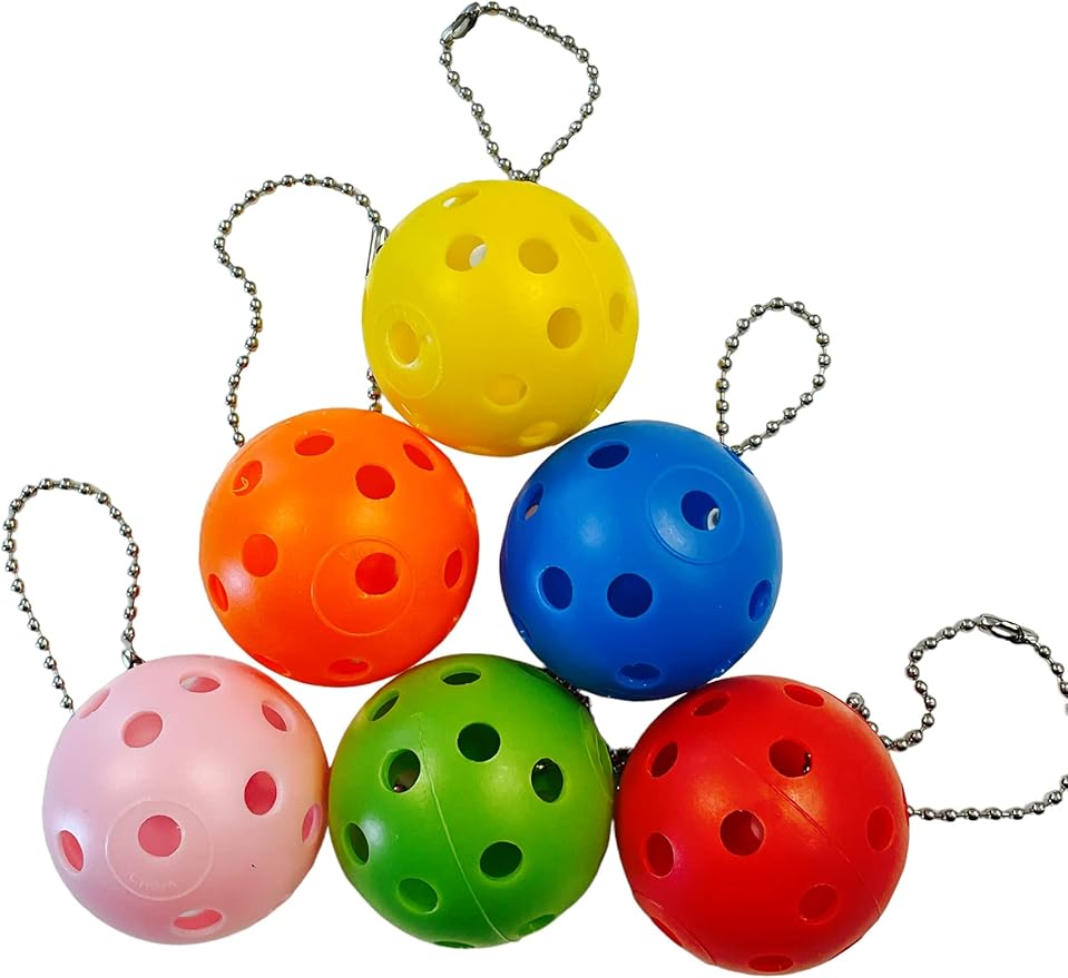 6 - Pickleball Mini Keychains - Great To Hang on Pickleball Bag or Keys