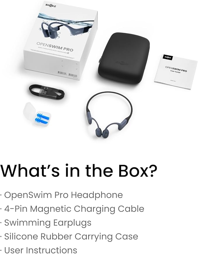 SHOKZ OpenSwim Pro - Open-Ear Bluetooth & MP3 Bone Conduction Sport Headphones, Swimming Headphones, IP68 Waterproof, Grey