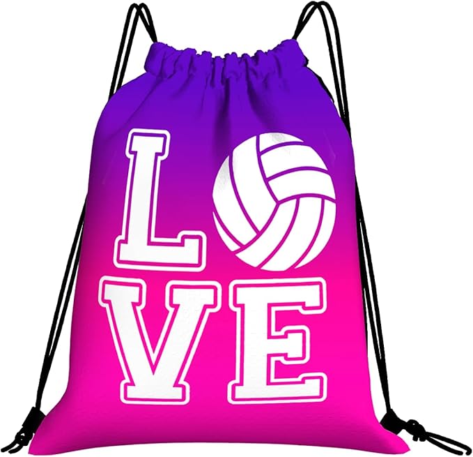 Braytow Love Volleyball Drawstring Backpack Gym String Bag Drawstring Sackpack Sport One Size, Football8