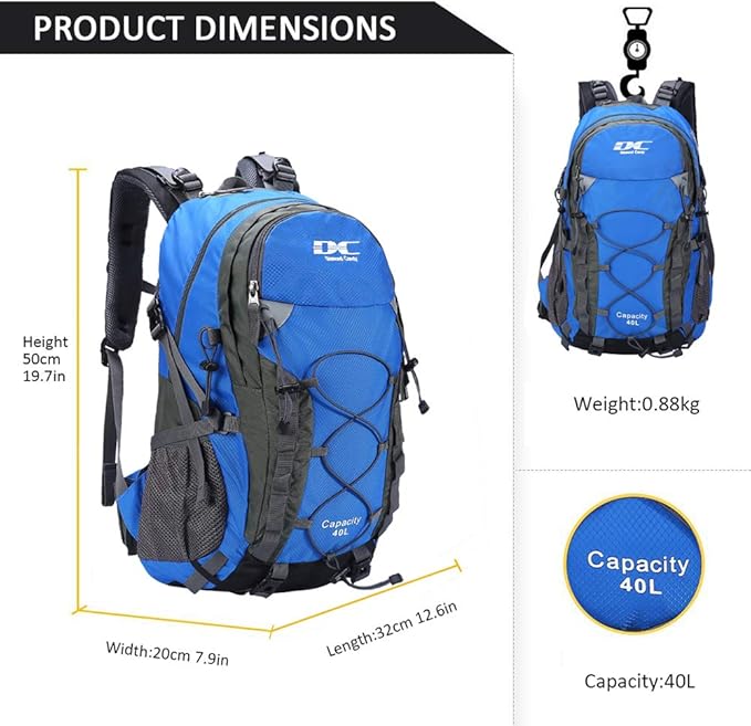 Diamond Candy Waterproof Hiking Backpack for Men and Women, Lightweight Day Pack for Travel Camping | Waterproof, Lightweight, for Travel Camping