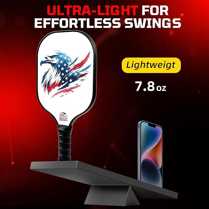 BAGAIL Pickleball Paddles, USAPA Approved Fiberglass Surface Pickleball Set, Lightweight Pickle Ball Rackets with 4 Balls, 1 Bag, Designed in California for Traction and Stability