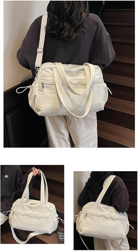 Gym Bag Sport Duffel Overnight Weekender Travel Bag with wet pocket and shoe pocket M05 White