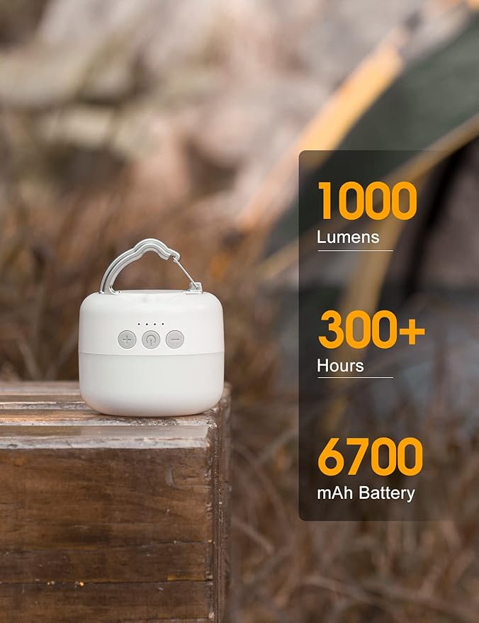 ZMNT LED Camping Lantern Rechargeable 1000LM, Up to 300H Running Time Camping Tent Light, 6700mAh Emergency Light for Hurricane, Power Outages, Home, Hiking, Water-Resistant