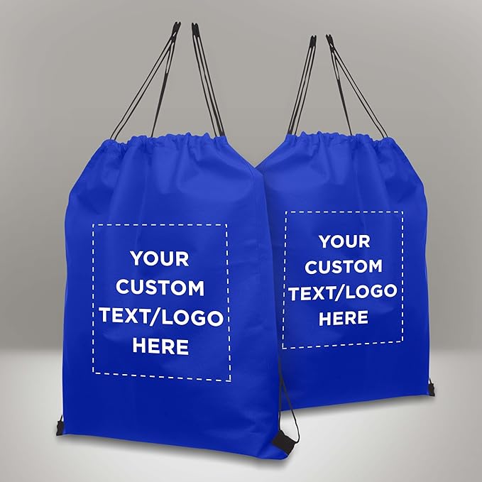 DISCOUNT PROMOS Custom Non-Woven Drawstring Backpacks Set of 10/50/100, Personalized Bulk Pack