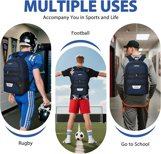 LARIPOP Soccer Backpack,Soccer Bag with Ball Holder and Shoe Compartment,Sports Equipment Training Bags Fits Basketball