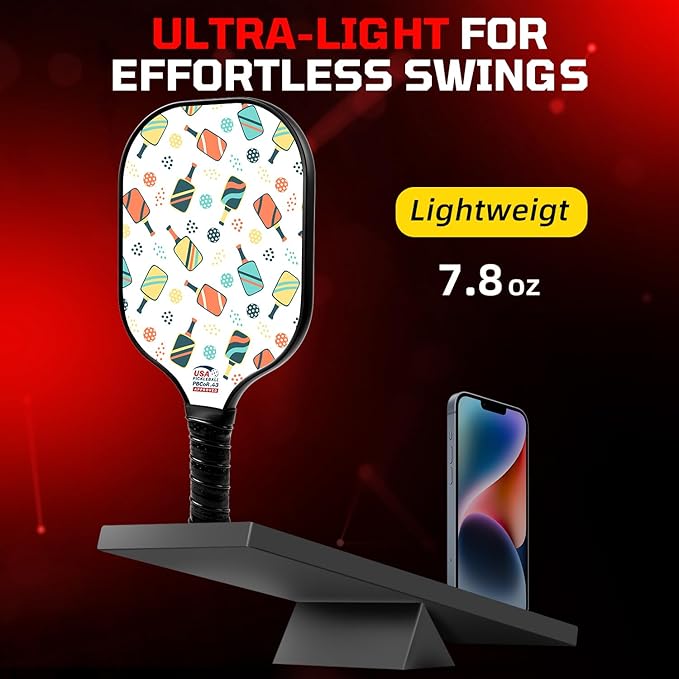 BAGAIL Pickleball Paddles, USAPA Approved Fiberglass Surface Pickleball Set, Lightweight Pickle Ball Rackets with 4 Balls, 1 Bag, Designed in California for Traction and Stability