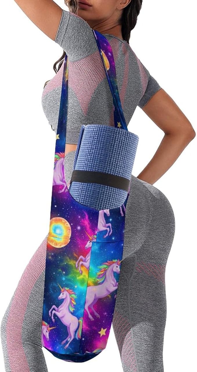 Aiyoolee Single Shoulder Yoga Mat Carrier Bag Portable Spacious with Pocket for Yoga Gym Fitness Travel