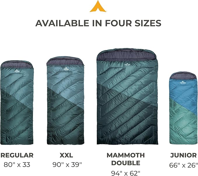 Teton Celsius Regular, 25F, 20F, 0F Degree Sleeping Bags, All Weather Bag for Adults and Kids, Camping Made Easy and Warm, Travel Sack Included