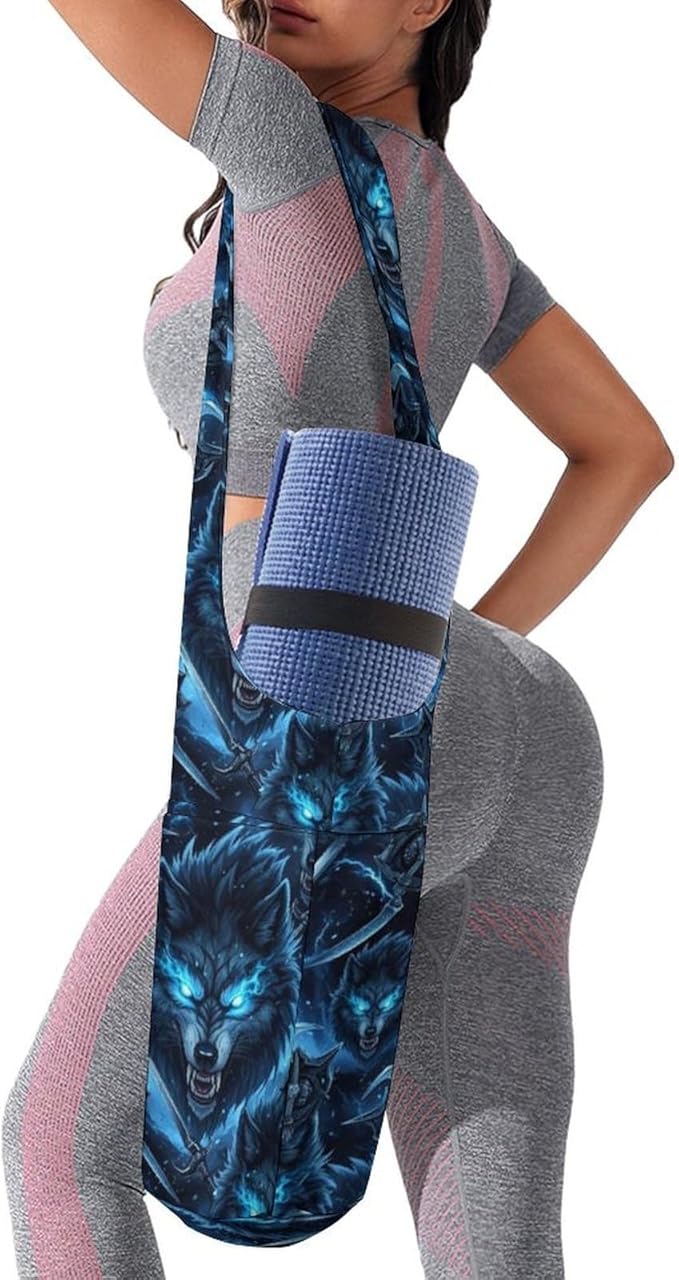 Aiyoolee Single Shoulder Yoga Mat Carrier Bag Portable Spacious with Pocket for Yoga Gym Fitness Travel