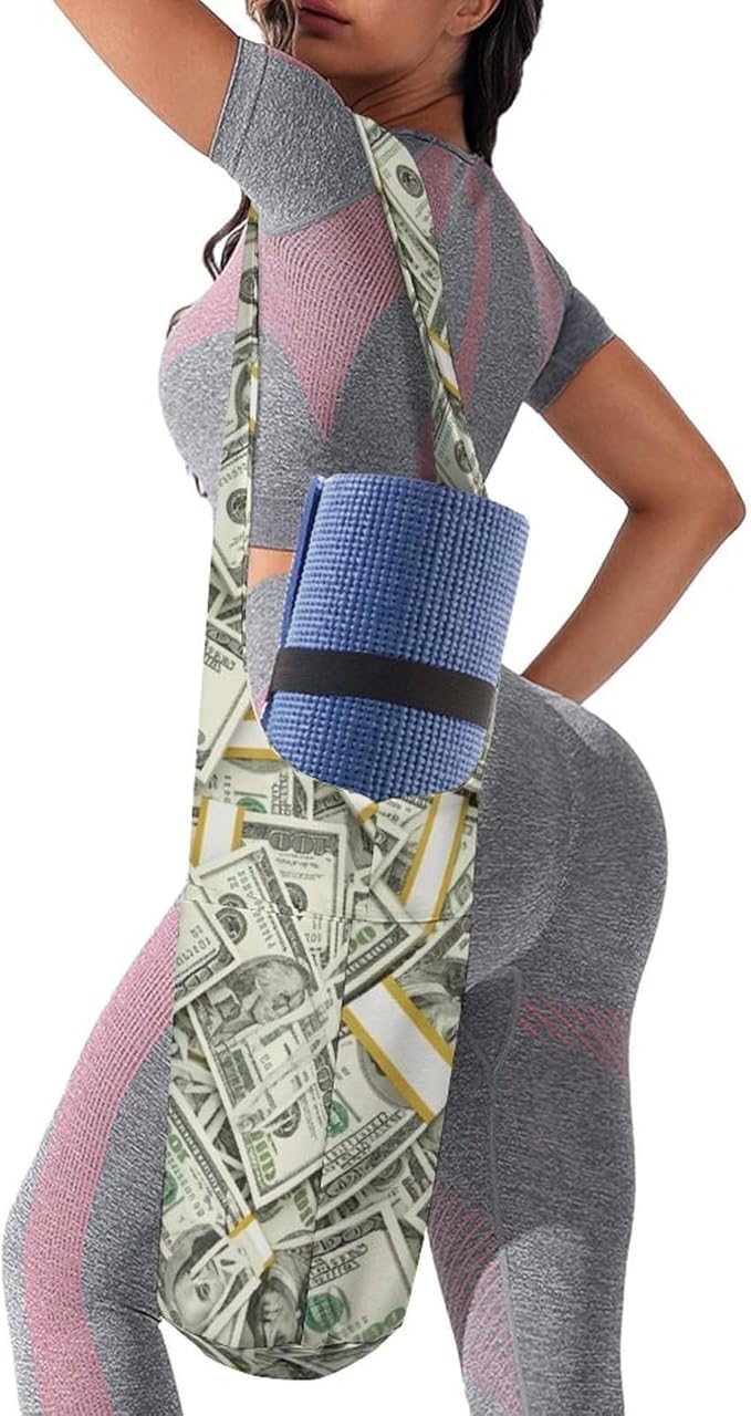 Aiyoolee Single Shoulder Yoga Mat Carrier Bag Portable Spacious with Pocket for Yoga Gym Fitness Travel