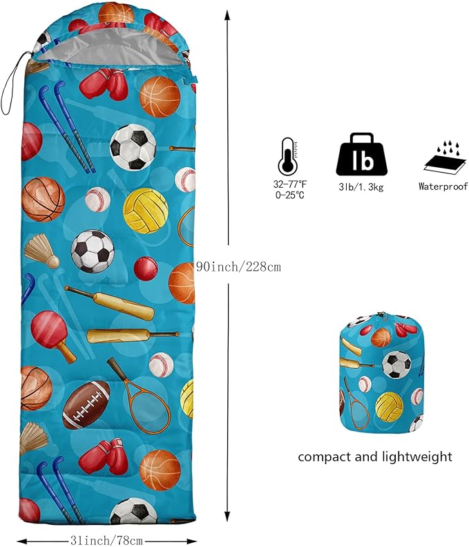 QOOMO Camping Sleeping Bags,3 Season Warm & Cool Weather,Lightweight,Waterproof Sleeping Bags for Adults & Kids,Traveling,and Outdoors,Camping Gear Equipment