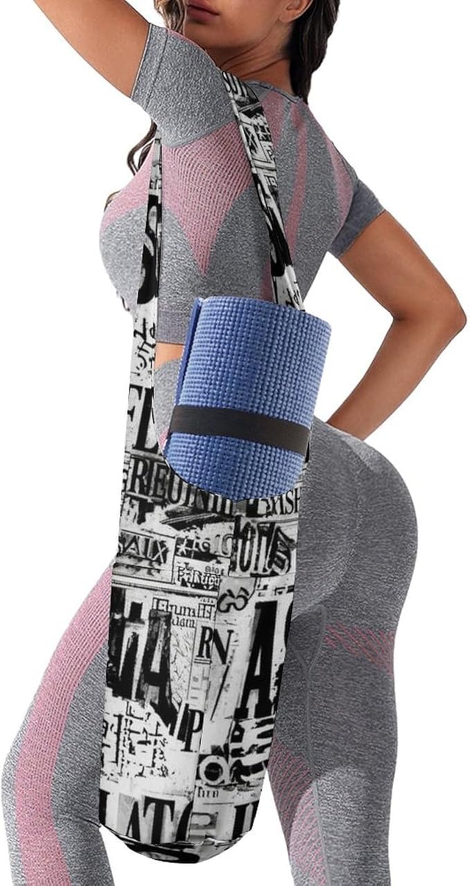 Aiyoolee Single Shoulder Yoga Mat Carrier Bag Portable Spacious with Pocket for Yoga Gym Fitness Travel