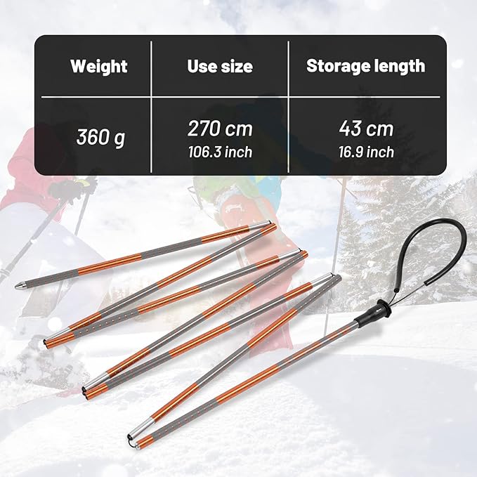 G2 Avalance Kit: Lightweight Aluminum Alloy Snow Shovel with Snow Probe and Storage Bag, Folding Design, Easy to Storage and Carry (Orange)