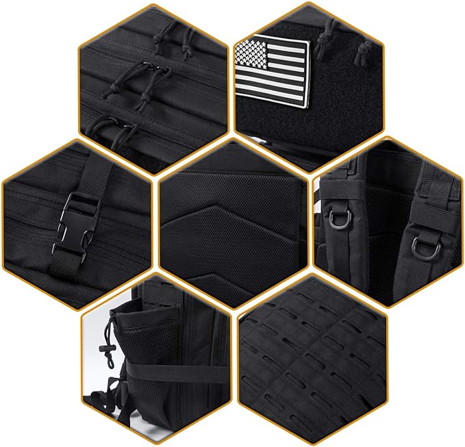 QT&QY 25L/45L Military Tactical Backpack For Men Molle Daypack 3 Day Bug Out Bag Hiking Rucksack With Bottle Holder