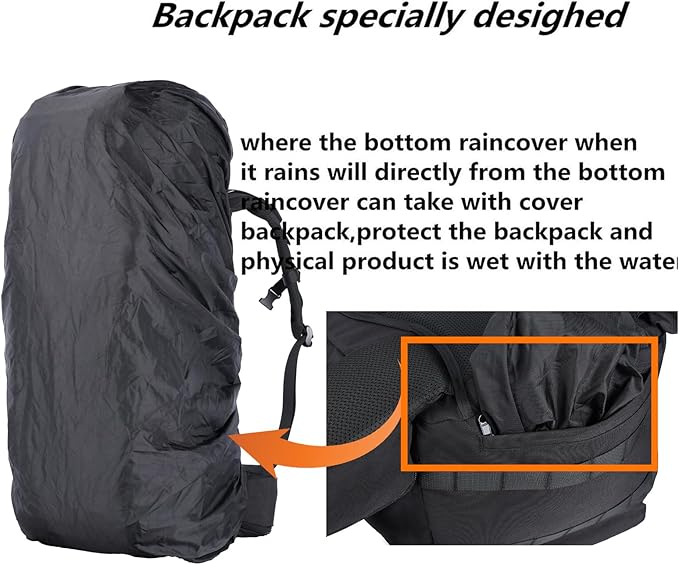 Zsearaymy 75L Hiking MOLLE Backpack with Internal Frame & Rain Cover for Tactical, Camping, Backpacking, Survival Travel (Black)