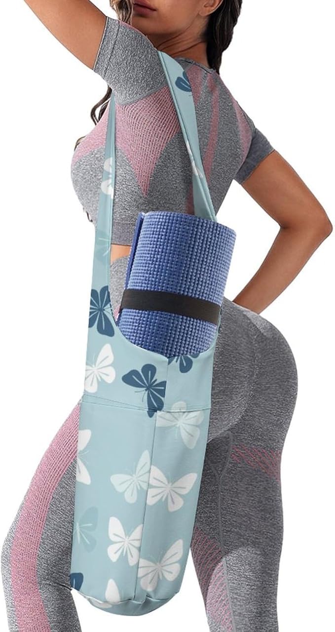 Aiyoolee Single Shoulder Yoga Mat Carrier Bag Portable Spacious with Pocket for Yoga Gym Fitness Travel