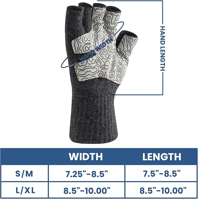 Palmyth Wool Fingerless Fishing Gloves - Warm for Men & Women: Cold Weather Fly Fishing, Ice Fishing, Photography & Hunting