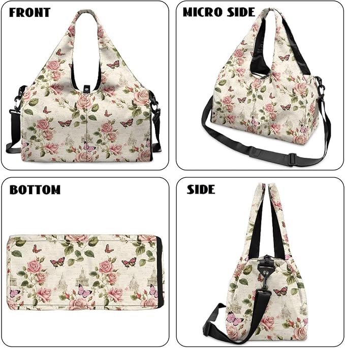 ZCFYGDX Yoga Gym Bag with Removable Adjustable Shoulder Strap, Shoe Compartment & Top Yoga Mat Holder 17.72x8.66x9.84in