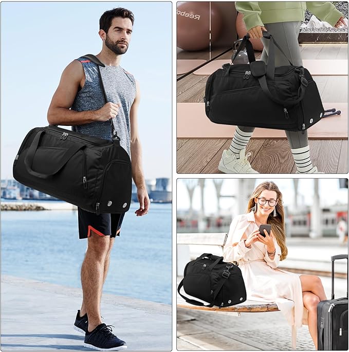 HUA ANGEL Waterproof Gym Duffel Bag for Men Women with Shoe Compartment for Travel Fitness Workout Football Pickleball Tenis