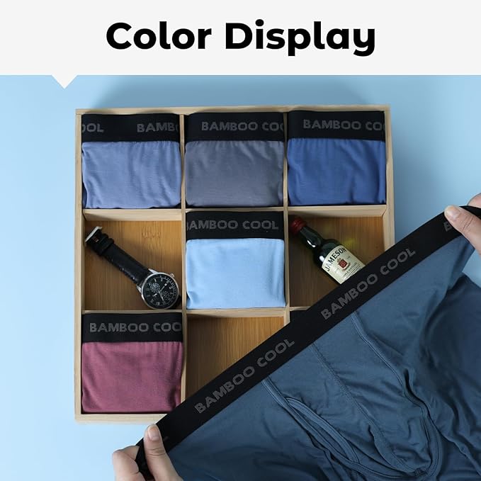 BAMBOO COOL Men's Ultra ComfortSoft Underwear, Moisture Wicking & Breathable No Ride Up Boxer Briefs with Fly, Multipack