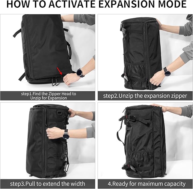 YOUMIAN Large Capacity For Travel Hiking Sports Carry On Backpack Durable Convertible Duffle Bag Laptop airplane (black, 60L-Large)