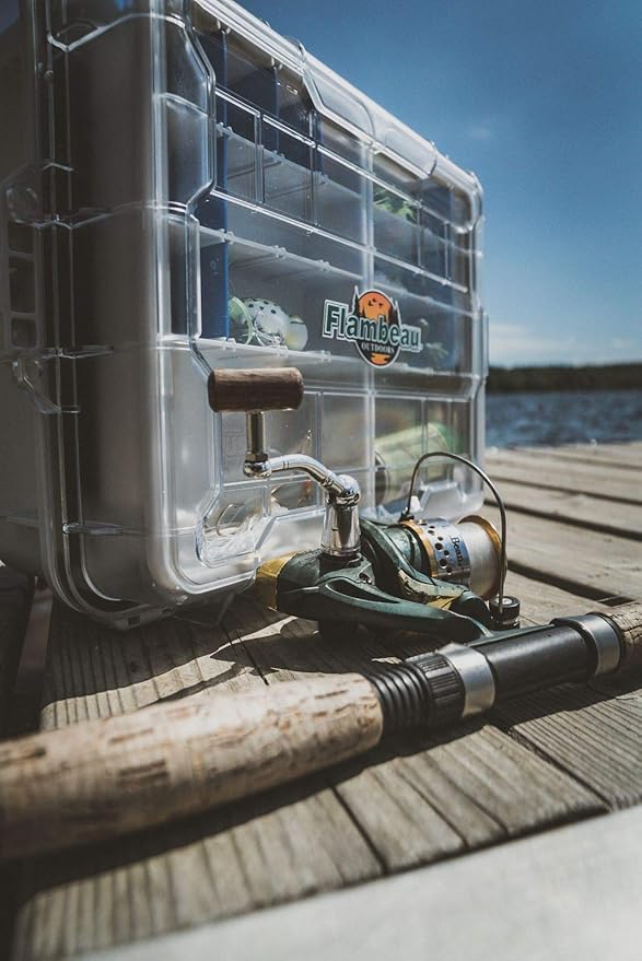 Flambeau Outdoors 4000WPNC Waterproof Satchel 4000, Portable Waterproof Tackle Box with Trays, Gray/Clear (18.71" L x 13.58" W x 7.58" D)