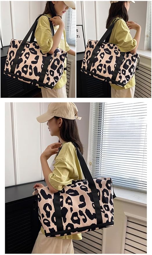 Expandable Weekender Duffel Sport Gym Bag Overnight Travel duffle Bags with Wet Pocket X1-Black Cow