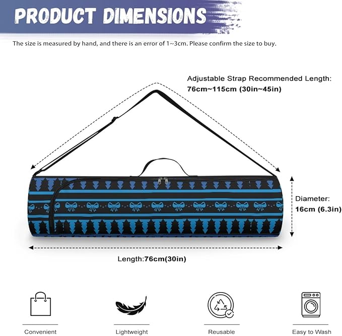 ZCFYGDX Yoga Mat Bag with Adjustable Shoulder Strap and Handle Zipper, 30in Wide x 6.3in Diameter for Yoga Mat Storage
