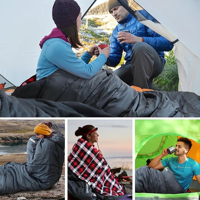 0 Degree Sleeping Bag 100% Cotton Flannel XXL Cold Weather Winter Oversized Sleeping Bag for Adults Camping Zero Degree Big and Tall with Compression Sack