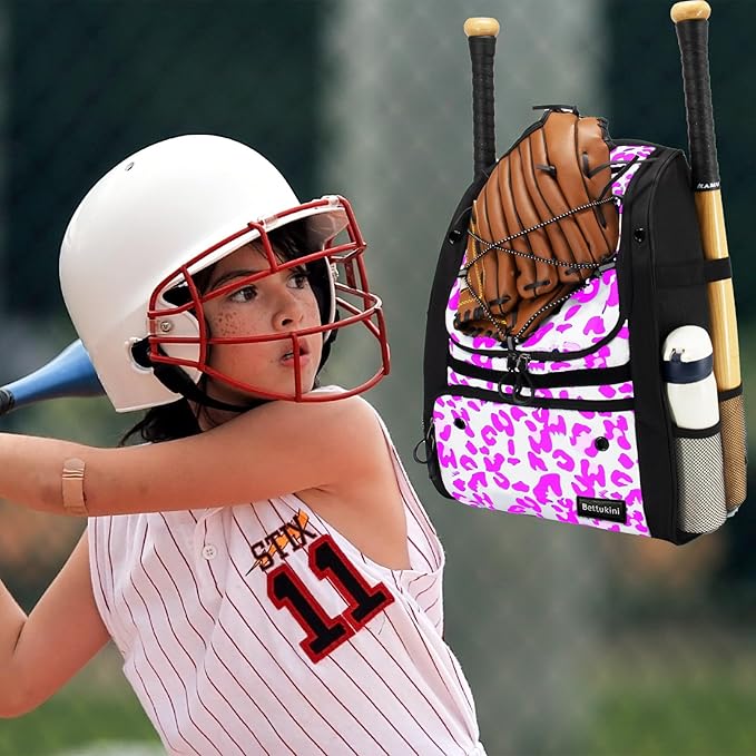 Youth Baseball Bag with Vented Shoe Compartment, Softball Bat Bag for Batting Mitten, Helmet, Teeball Gear - Adult Boys Girls Kids