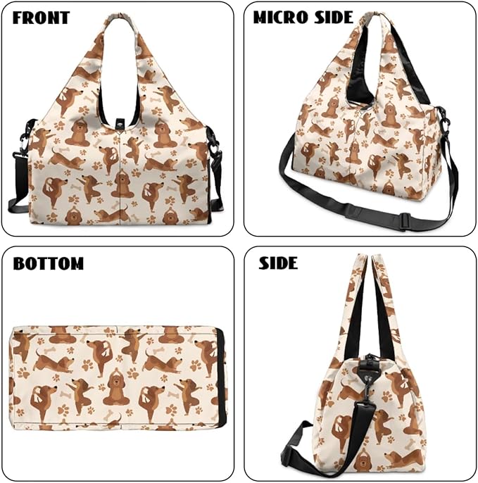 ZCFYGDX Yoga Gym Bag with Removable Adjustable Shoulder Strap, Shoe Compartment & Top Yoga Mat Holder 17.72x8.66x9.84in