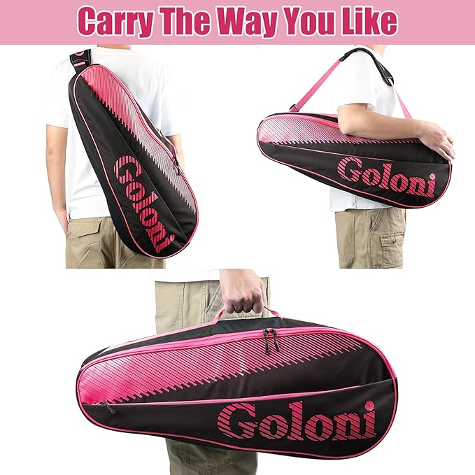 Goloni | 3 Racquet Tennis Bag, for Professional or Beginner Tennis Players, Rackets Cover Bag with Protective Pad & Lightweight | Unisex Design for Men, Women, Youth and Adults
