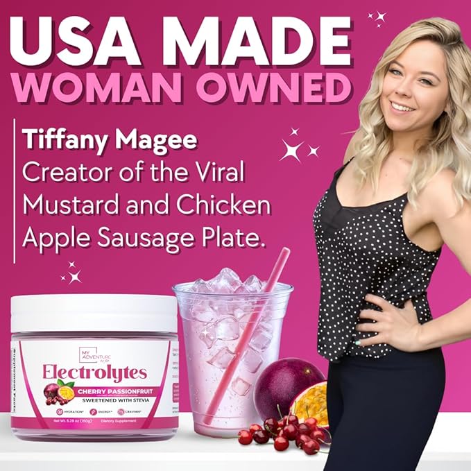 Zero Sugar - Cherry Passionfruit Electrolytes Powder - Refreshing Hydration - Caffeine Free Energy with All Natural Ingredients - Vegan, Keto, Paleo - Sugar Free Electrolytes Drink Mix - 30 Servings