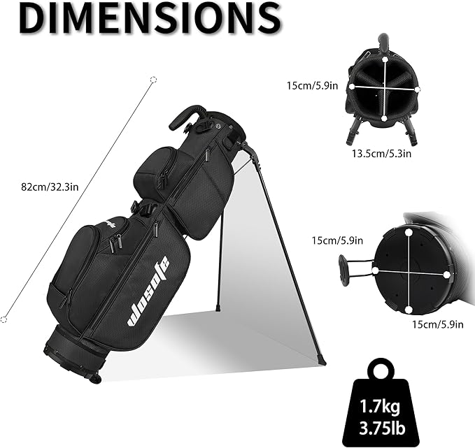 3-Way Dividers Lightweight Golf Stand Bag for Men Women, Mini Small Par3 Golf Bag,Driving Range Executive Courses Portable and Durable with Adjustable and Detachable Dual - Shoulder Straps Rain Cover