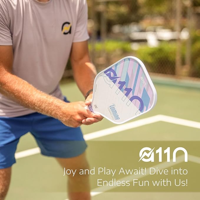 A11N Pickleball Paddles Set of 4 Fiberglass Surface Rackets with 4 Balls and a Bag for Beginners - USAPA Approved, Green & Purple