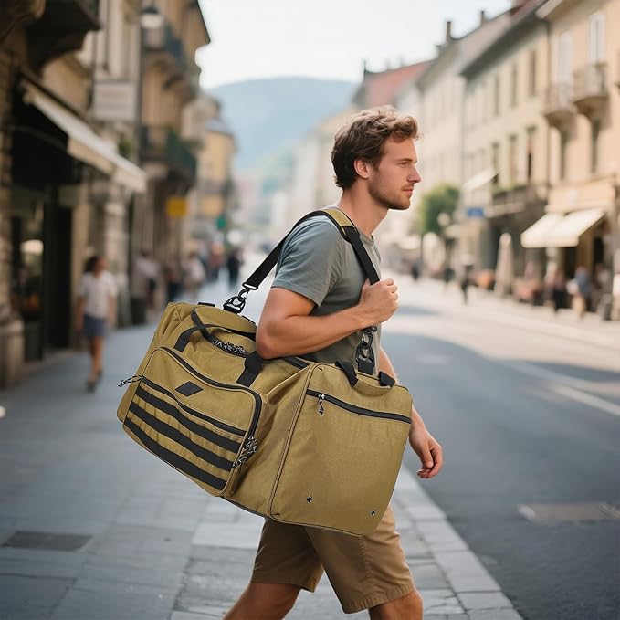 120L Extra Large Gym Duffle Bag for Men Women with Shoes Compartment Heavy Duty Tactical Sports Duffel Bag Big Football Baseball Basketball Soccer Hockey Team Equipment Bag, Brown