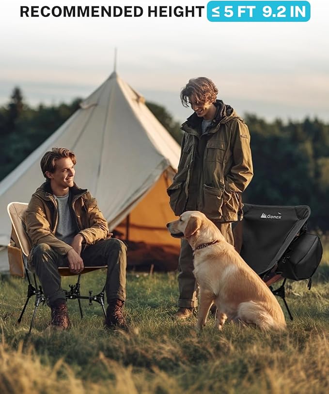 Gonex Portable Camping Chair, The 5th Gen Ultralight Compact Backpacking Foldable Lightweight Folding Chair for Outdoor Camp Hiking Beach Picnic Concert, Supports 330lbs (Khaki, 2 PCS)