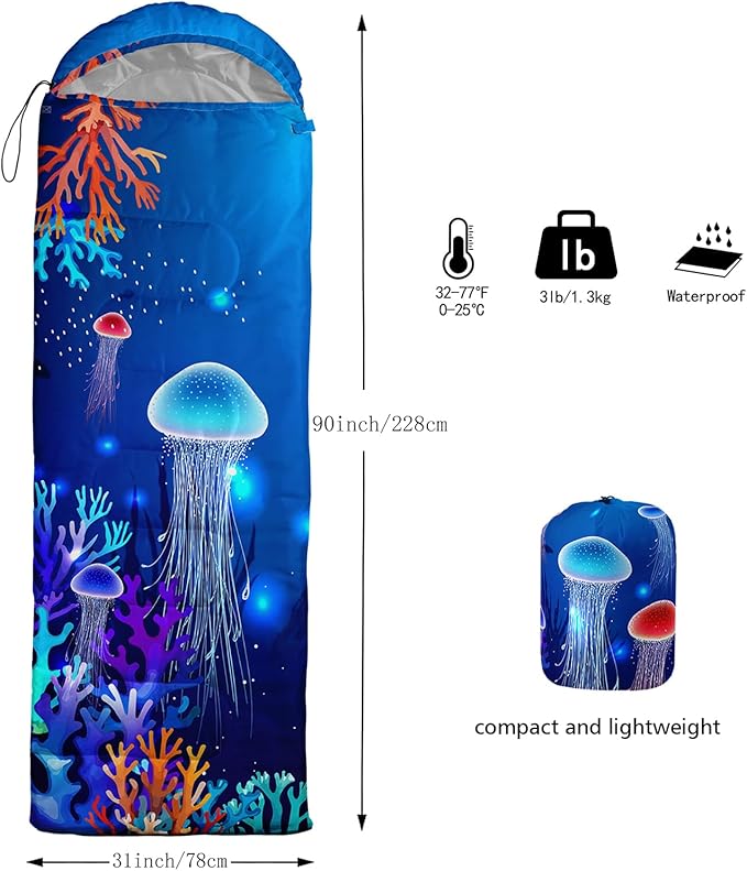 QOOMO Camping Sleeping Bags,3 Season Warm & Cool Weather,Lightweight,Waterproof Sleeping Bags for Adults & Kids,Traveling,and Outdoors,Camping Gear Equipment