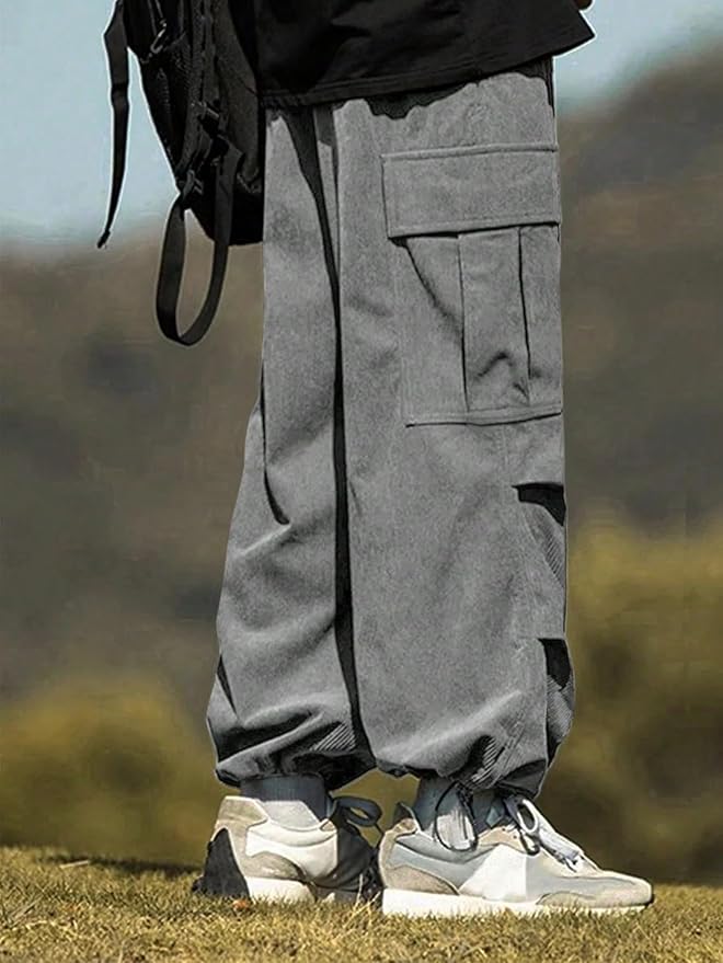 ZAFUL Men's Parachute Pants Casual Baggy Cargo Drawstring Trouser