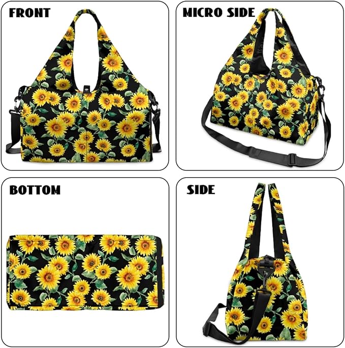 ZCFYGDX Yoga Gym Bag with Removable Adjustable Shoulder Strap, Shoe Compartment & Top Yoga Mat Holder 17.72x8.66x9.84in